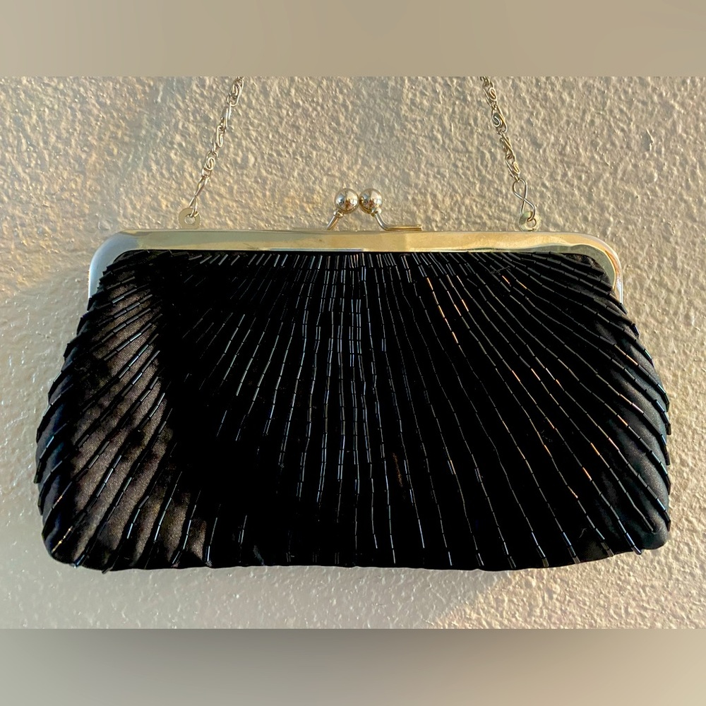 Purse - Black Beaded Costume Purse